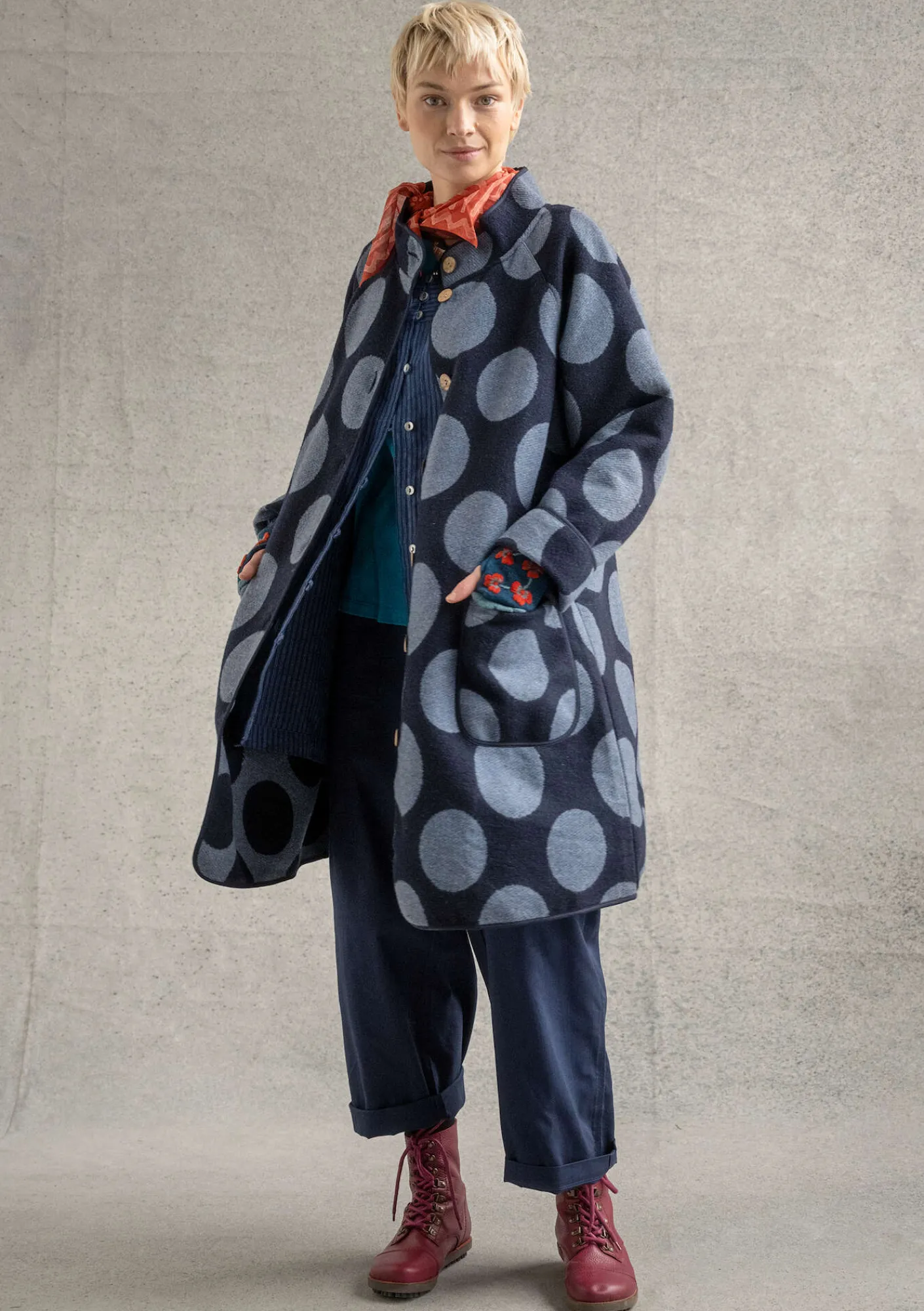 Gudrun Sjödén Jacken & Mäntel>Mantel „Stone“ aus Wollmischgewebe Tinte