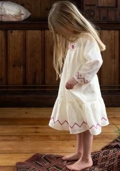 Gudrun Sjödén Wäsche & Loungewear>Mädchen-Nachthemd „Twinkle“ aus Bio-Baumwolle Halbgebleicht