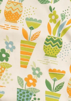 Gudrun Sjödén Stoffe|Heimtextilien>Meterware „Flower pots“ aus Bio-Baumwolle Blattgrün