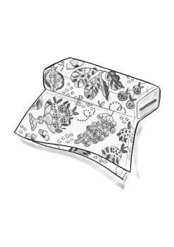 Gudrun Sjödén Stoffe|Heimtextilien>Meterware „Fruits“ aus Bio-Baumwolle Dunkelaschgrau