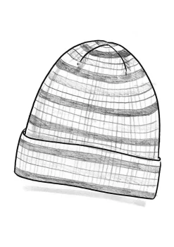 Gudrun Sjödén Accessoires>Mütze aus Recycling-Wolle/Lammwolle Schwarz-gestreift