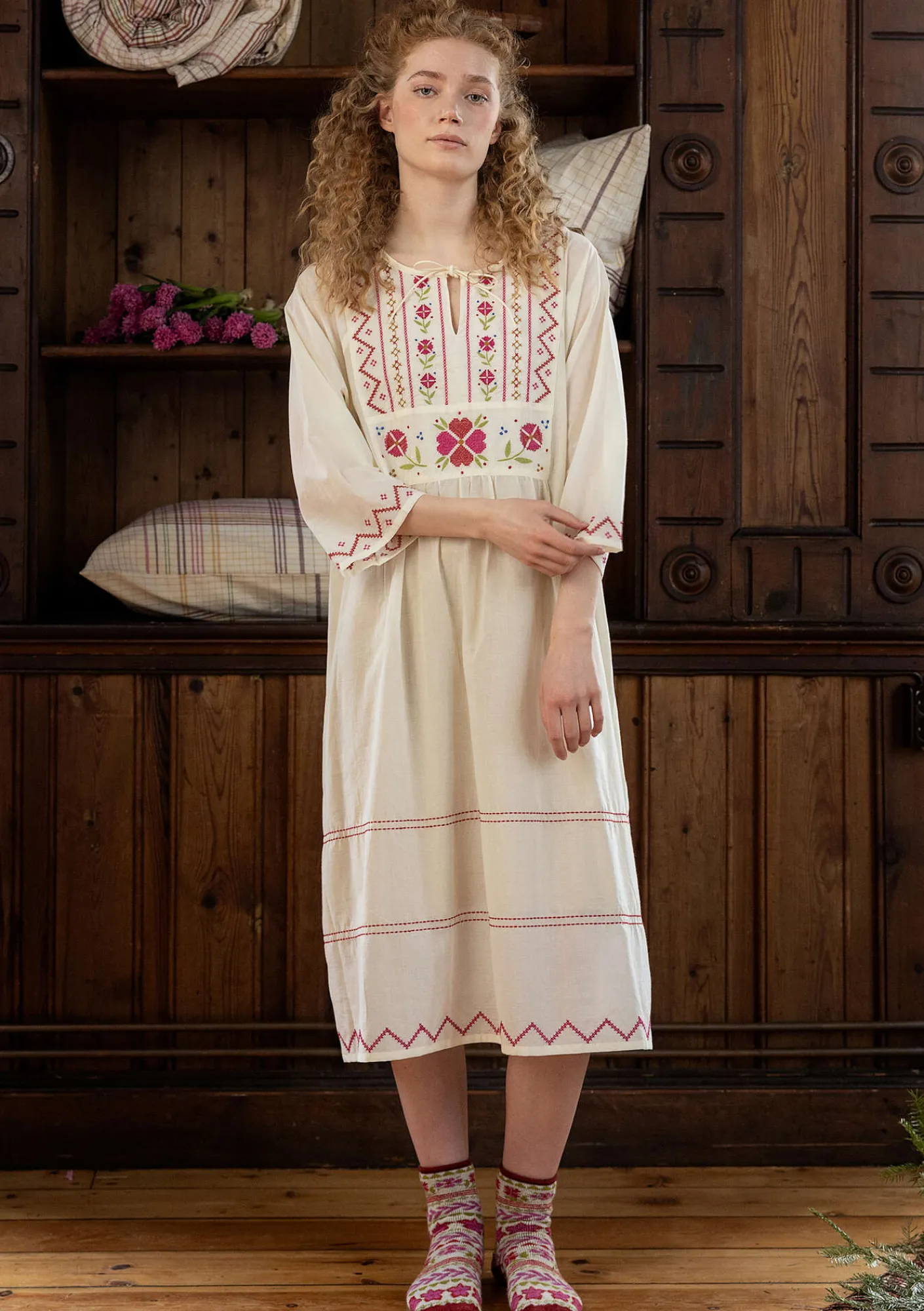 Gudrun Sjödén Wäsche & Loungewear>Nachthemd „Twinkle“ aus Bio-Baumwolle Halbgebleicht