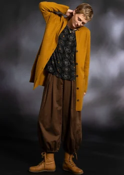 Gudrun Sjödén Hosen>Pluderhose aus Bio-Baumwollgewebe Messing