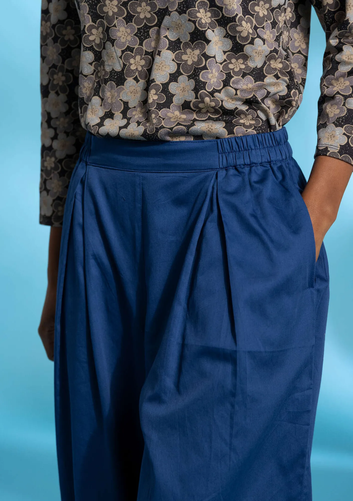 Gudrun Sjödén Hosen>Pluderhose aus Bio-Baumwollgewebe Indigoblau