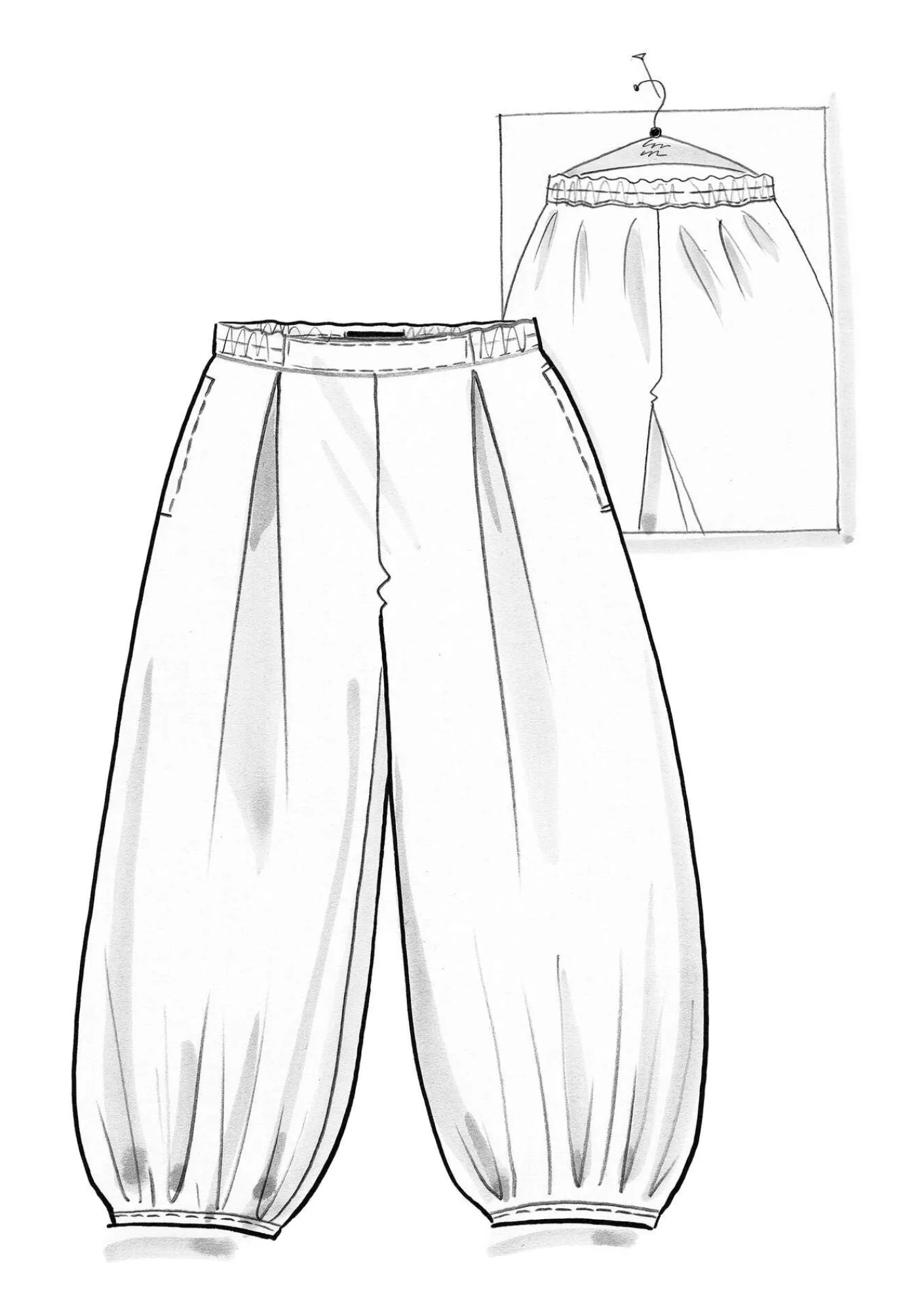 Gudrun Sjödén Hosen>Pluderhose aus Bio-Baumwollgewebe Indigoblau