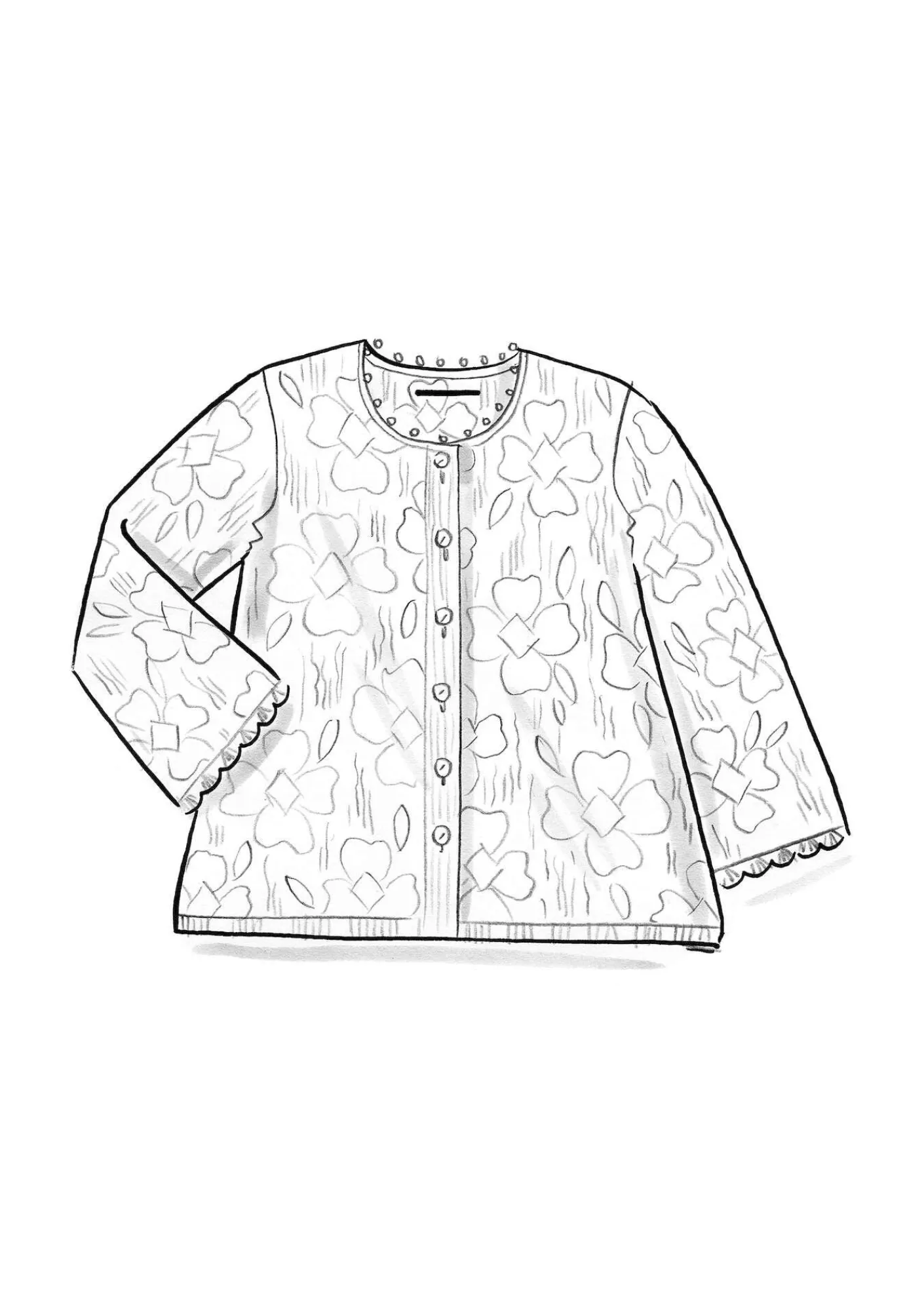 Gudrun Sjödén Strickjacken>Pointelle-Strickjacke „Blomstra“ aus Bio-Wolle Schwarz