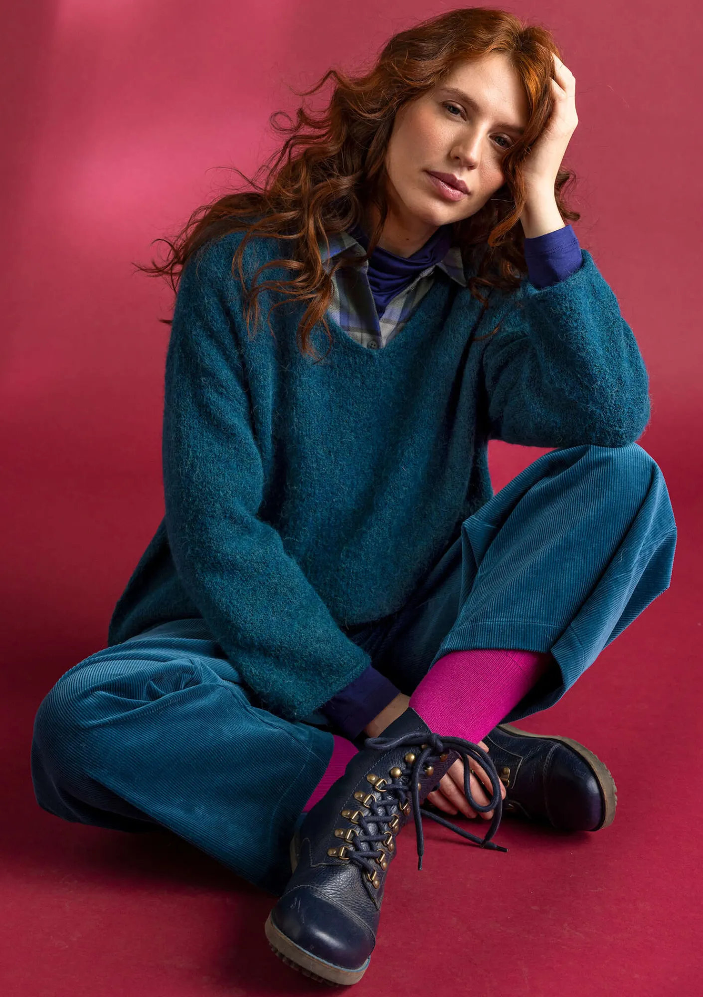 Gudrun Sjödén Pullover & Shirts>Pullover aus Alpakagemisch Dunkelpetrol-melange