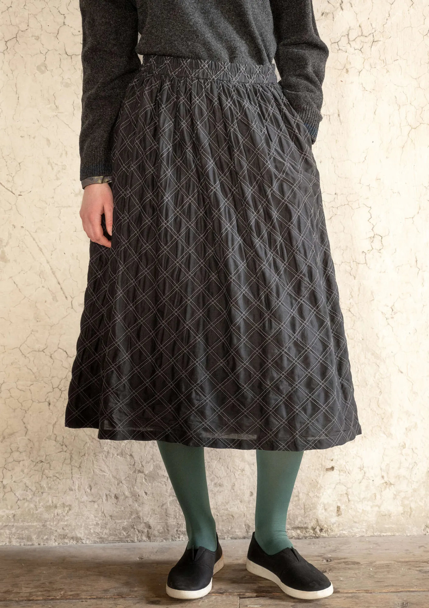 Gudrun Sjödén Röcke>Rock „Helga“ aus Bio-Baumwollgewebe Dunkelaschgrau