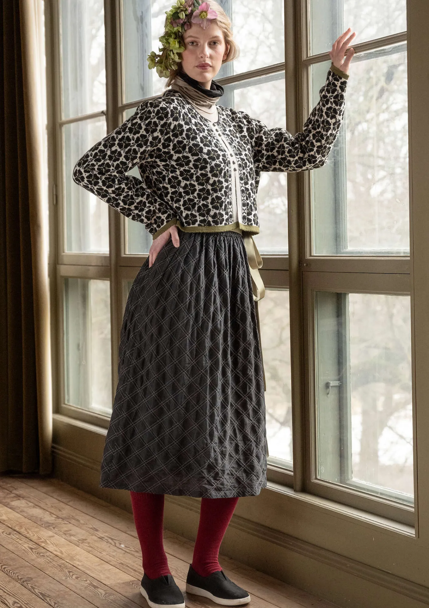 Gudrun Sjödén Röcke>Rock „Helga“ aus Bio-Baumwollgewebe Dunkelaschgrau