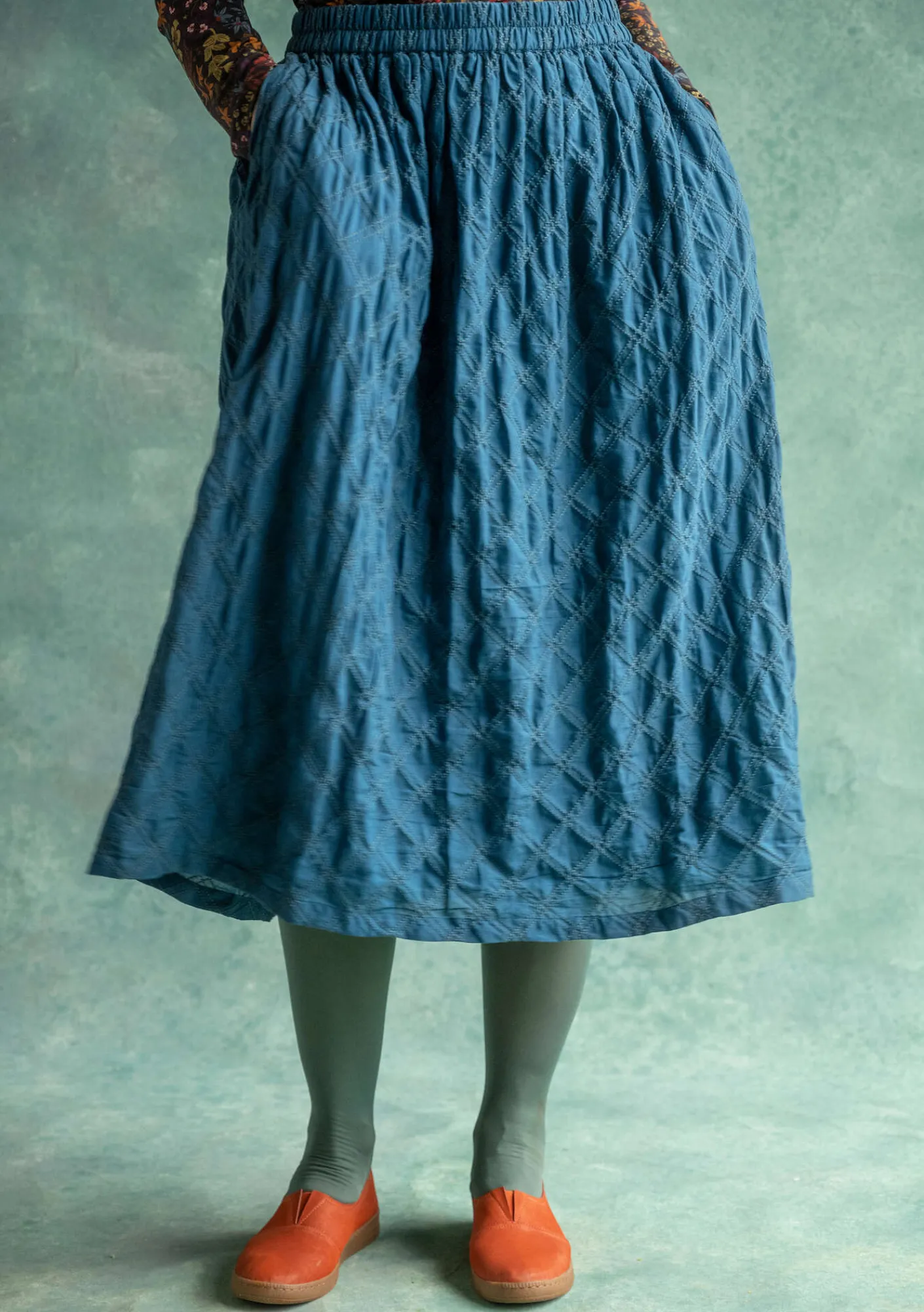 Gudrun Sjödén Röcke>Rock „Helga“ aus Bio-Baumwollgewebe Dunkelpetrol