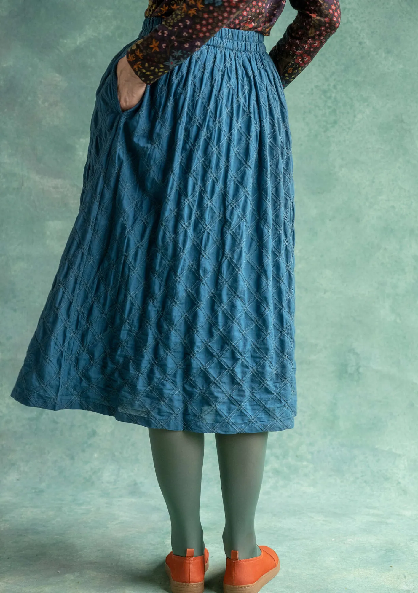 Gudrun Sjödén Röcke>Rock „Helga“ aus Bio-Baumwollgewebe Dunkelpetrol