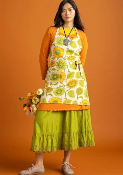 Gudrun Sjödén Küche & Esszimmer|Heimtextilien>Schürze „Sunflower“ aus Bio-Baumwolle/Leinen Hellsand