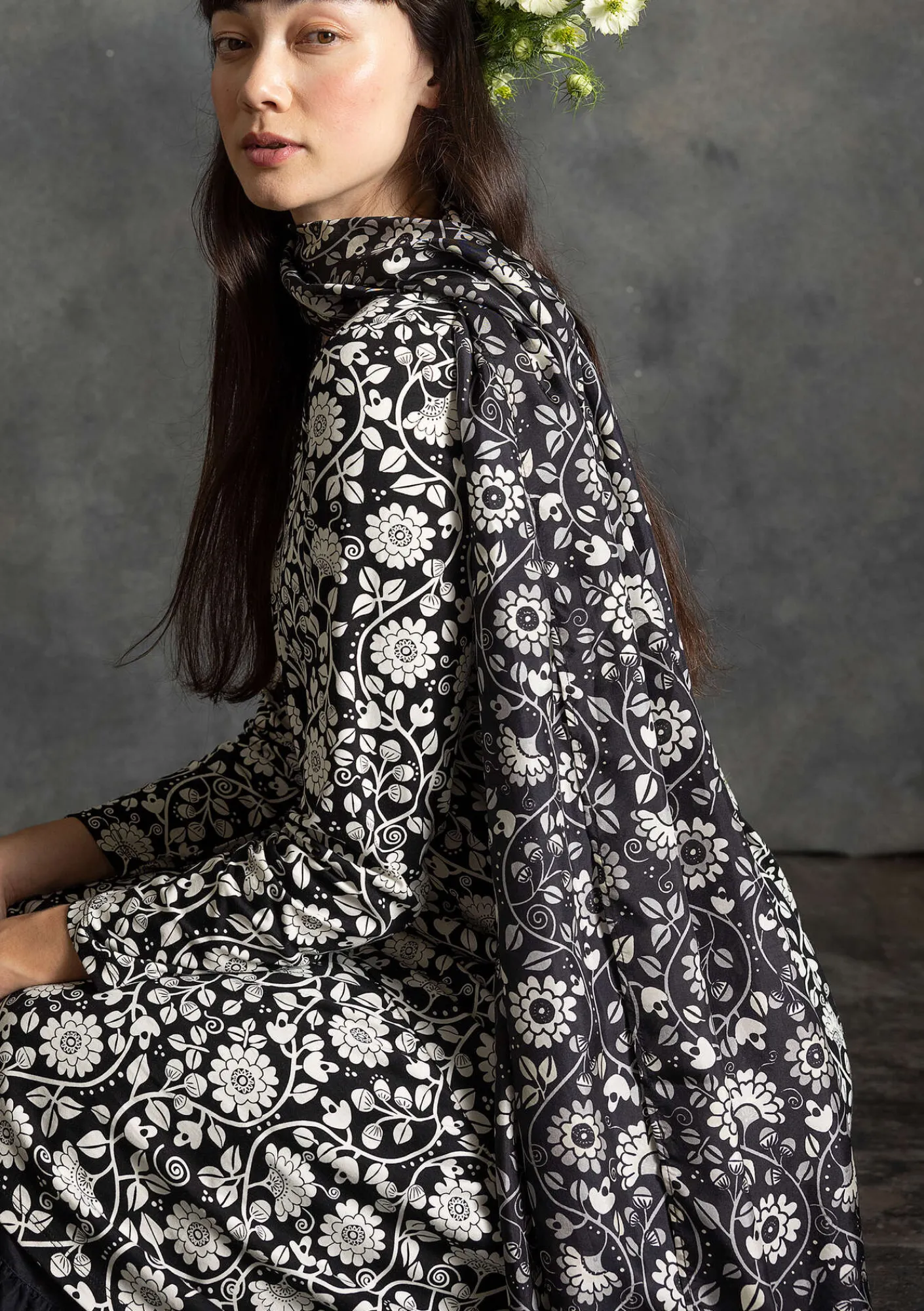 Gudrun Sjödén Accessoires|Schals Und Tücher>Seidenschal „Rupangi“ Schwarz