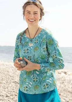 Gudrun Sjödén Pullover & Shirts>Shirt „Bhumika“ aus Bio-Baumwolle/Modal Blauhäher