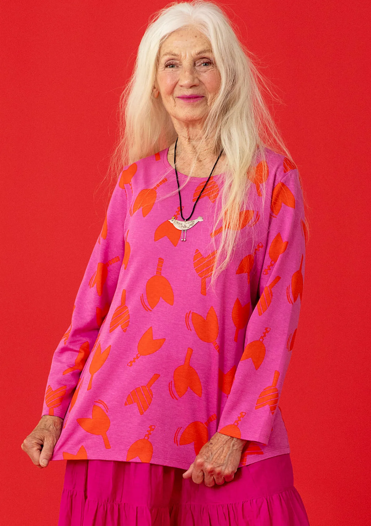 Gudrun Sjödén Pullover & Shirts>Shirt „Mika“ aus Bio-Baumwolle/Modal Pfingstrose