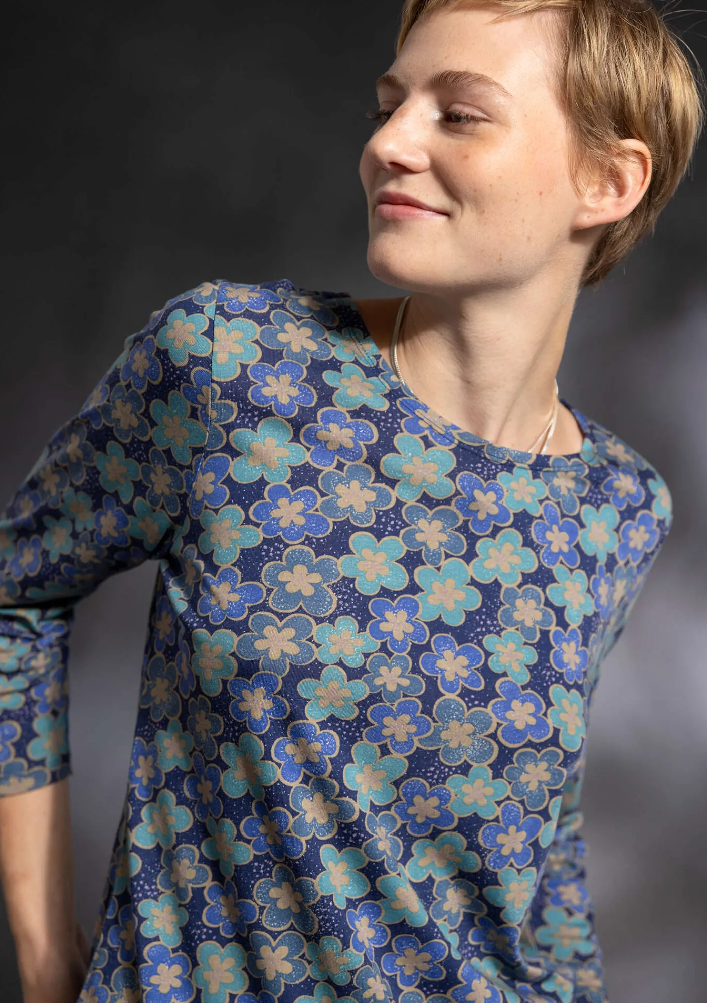 Gudrun Sjödén Pullover & Shirts>Shirt „Mix“ aus Bio-Baumwolle/Modal Kobaltblau