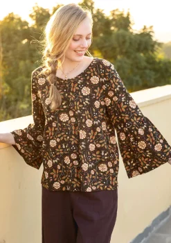 Gudrun Sjödén Pullover & Shirts>Shirt „Nyponros“ aus Bio-Baumwolle/Modal Cassis