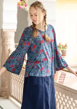 Gudrun Sjödén Pullover & Shirts>Shirt „Nyponros“ aus Bio-Baumwolle/Modal Indigo