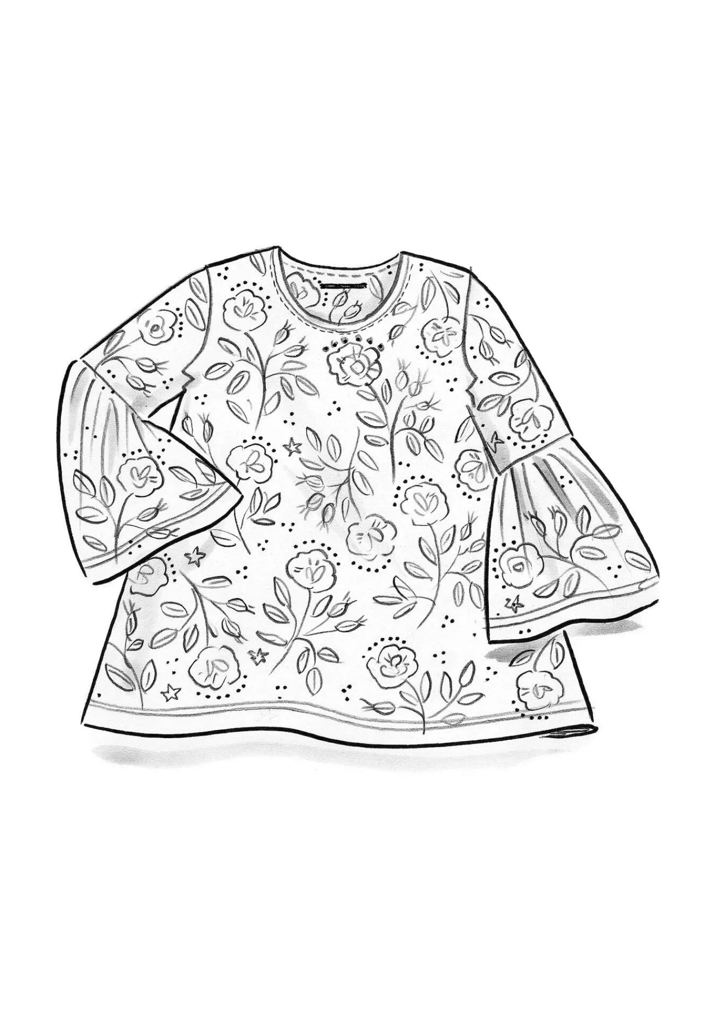 Gudrun Sjödén Pullover & Shirts>Shirt „Nyponros“ aus Bio-Baumwolle/Modal Indigo