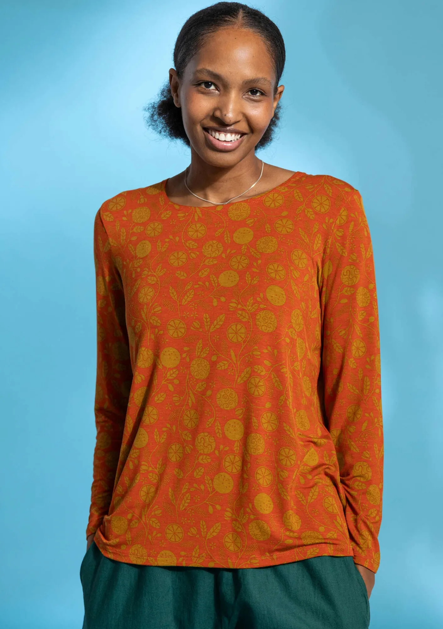 Gudrun Sjödén Pullover & Shirts>Shirt „Pomerans“ aus Modal/Elasthan Gebranntesorange