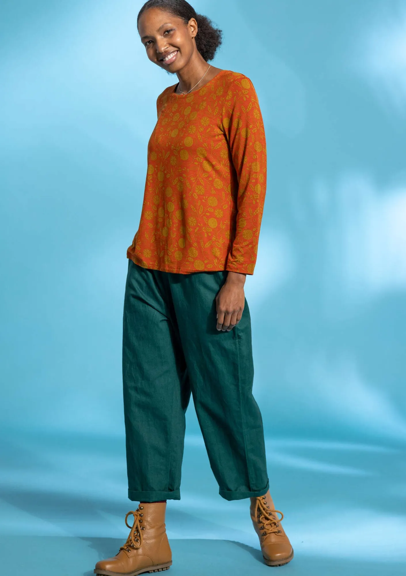 Gudrun Sjödén Pullover & Shirts>Shirt „Pomerans“ aus Modal/Elasthan Gebranntesorange