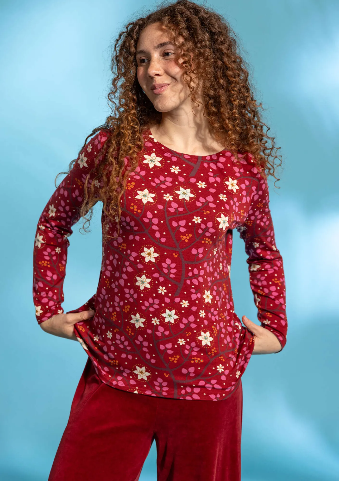 Gudrun Sjödén Pullover & Shirts>Shirt „Rimfrost“ aus Lyocell/Elasthan Moosbeere