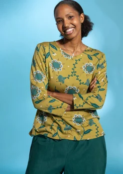 Gudrun Sjödén Pullover & Shirts>Shirt „Strandglim“ aus Bio-Baumwolle/Modal Olive