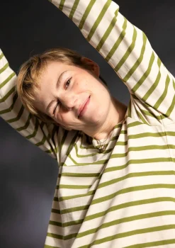 Gudrun Sjödén Pullover & Shirts>Streifenshirt aus Bio-Baumwolle/Modal Mandelmilch