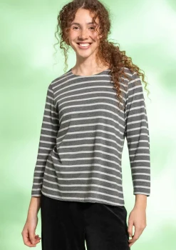 Gudrun Sjödén Pullover & Shirts>Streifenshirt aus Bio-Baumwolle/Modal Dunkelaschgrau-melange