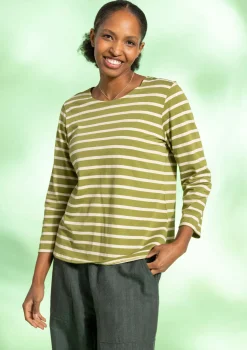 Gudrun Sjödén Pullover & Shirts>Streifenshirt aus Bio-Baumwolle/Modal Avocado