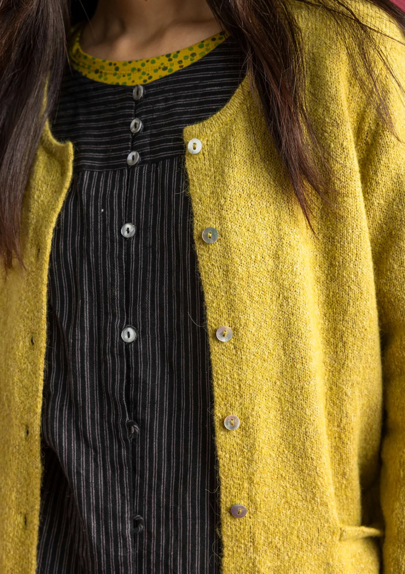 Gudrun Sjödén Strickjacken>Strickjacke aus Alpakagemisch Olivenöl-melange