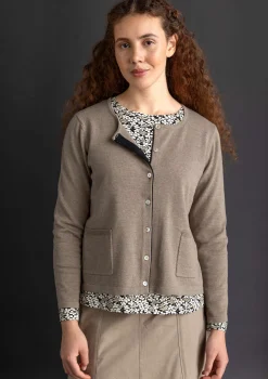 Gudrun Sjödén Strickjacken>Strickjacke aus Bio-/Recycling-Baumwolle Taupe-melange