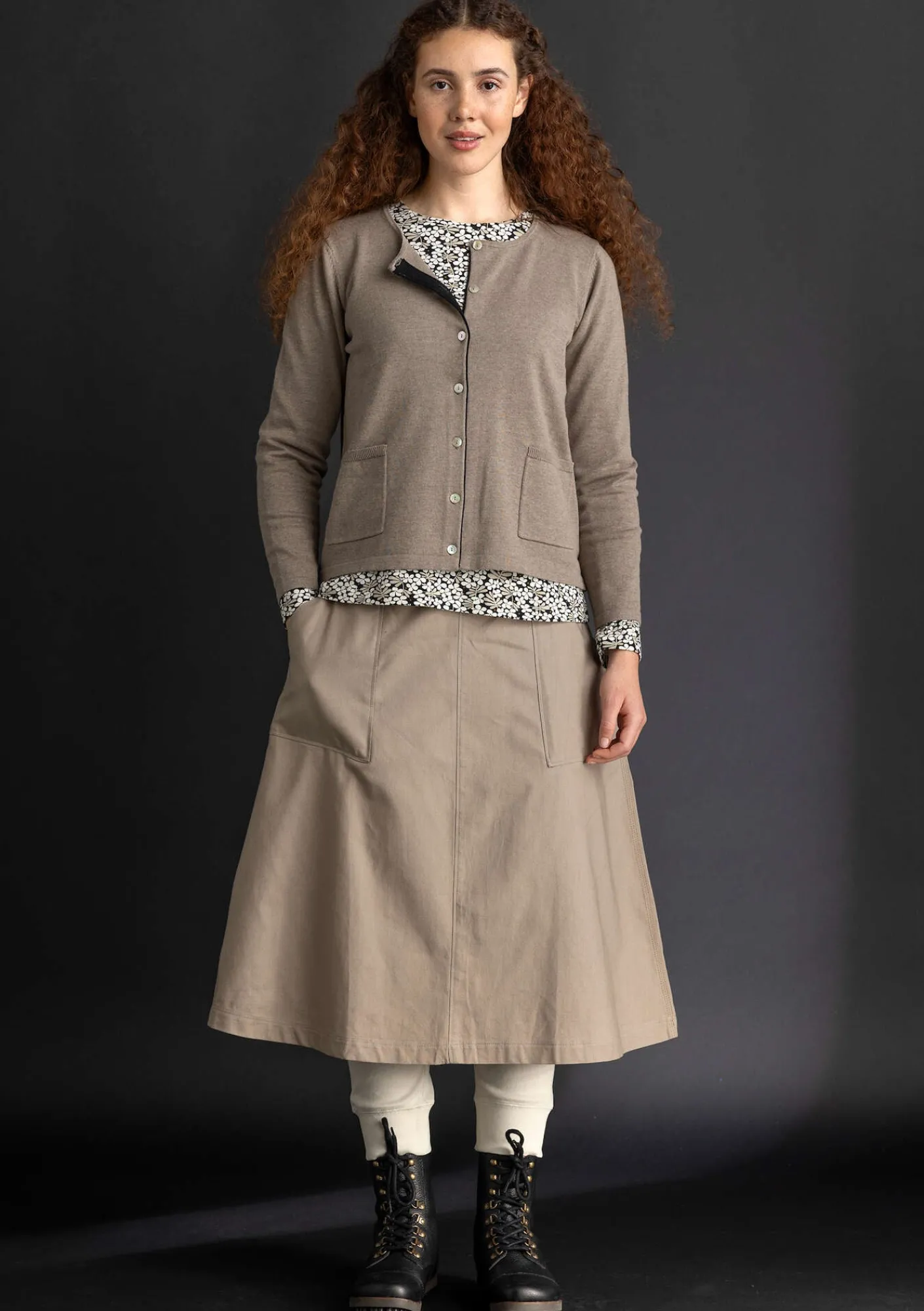 Gudrun Sjödén Strickjacken>Strickjacke aus Bio-/Recycling-Baumwolle Taupe-melange