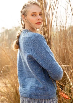 Gudrun Sjödén Strickjacken>Strickjacke aus Wolle Leinenblau