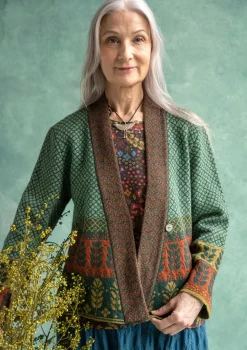 Gudrun Sjödén Strickjacken>Strickjacke „Edda“ aus Recycling-Wollgemisch Dunkelpetrol-melange