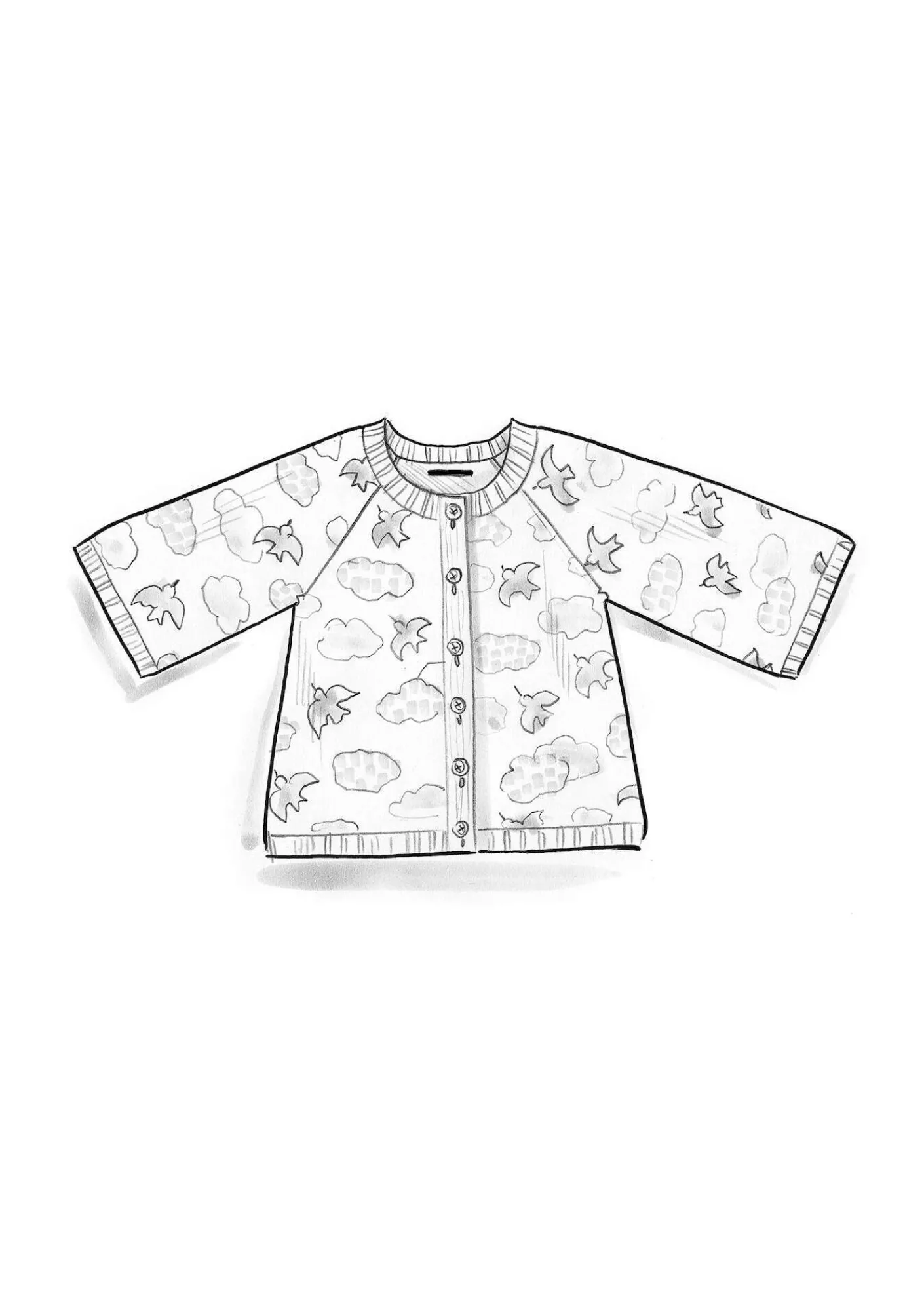 Gudrun Sjödén Strickjacken>Strickjacke „Flyttfågel“ aus Recycling-Wollmischung/Recycling-Baumwolle Meeresgrün-melange