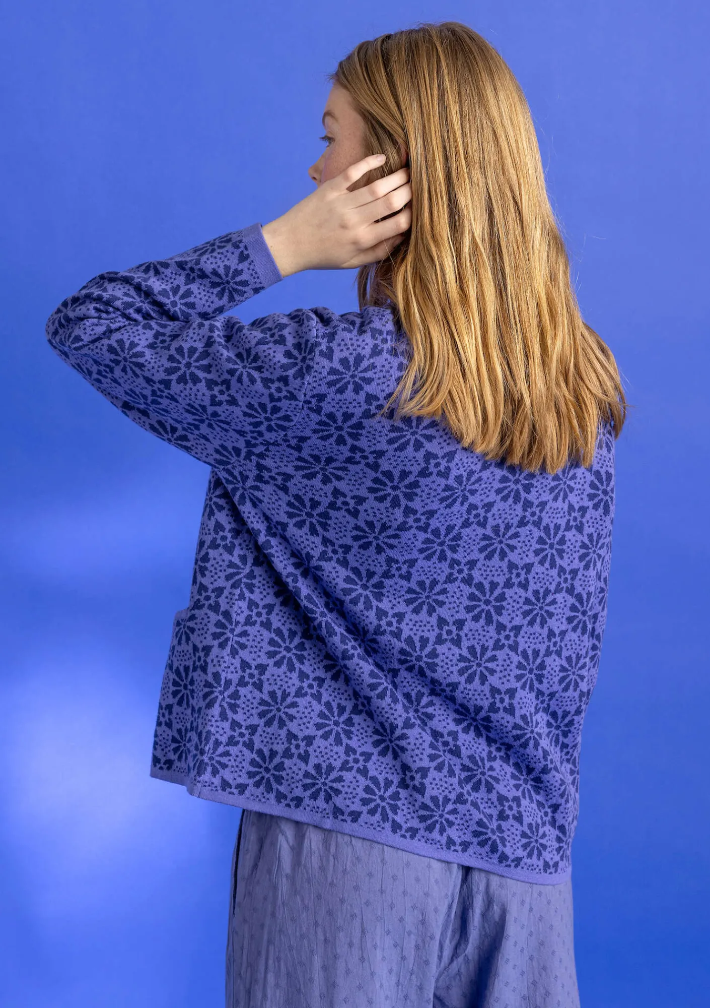 Gudrun Sjödén Strickjacken>Strickjacke „Freja“ aus Bio-/Recycling-Baumwolle Himmelblau