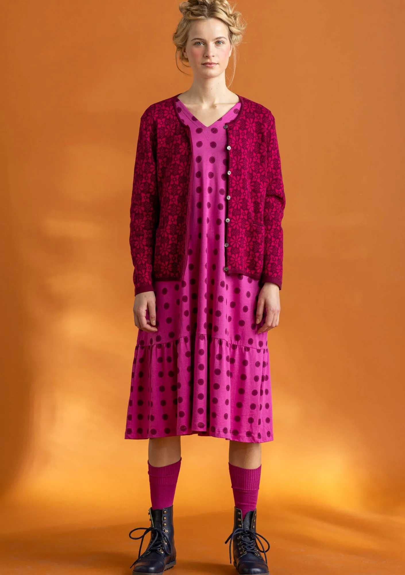 Gudrun Sjödén Strickjacken>Strickjacke „Freja“ aus Bio-/Recycling-Baumwolle Purpur