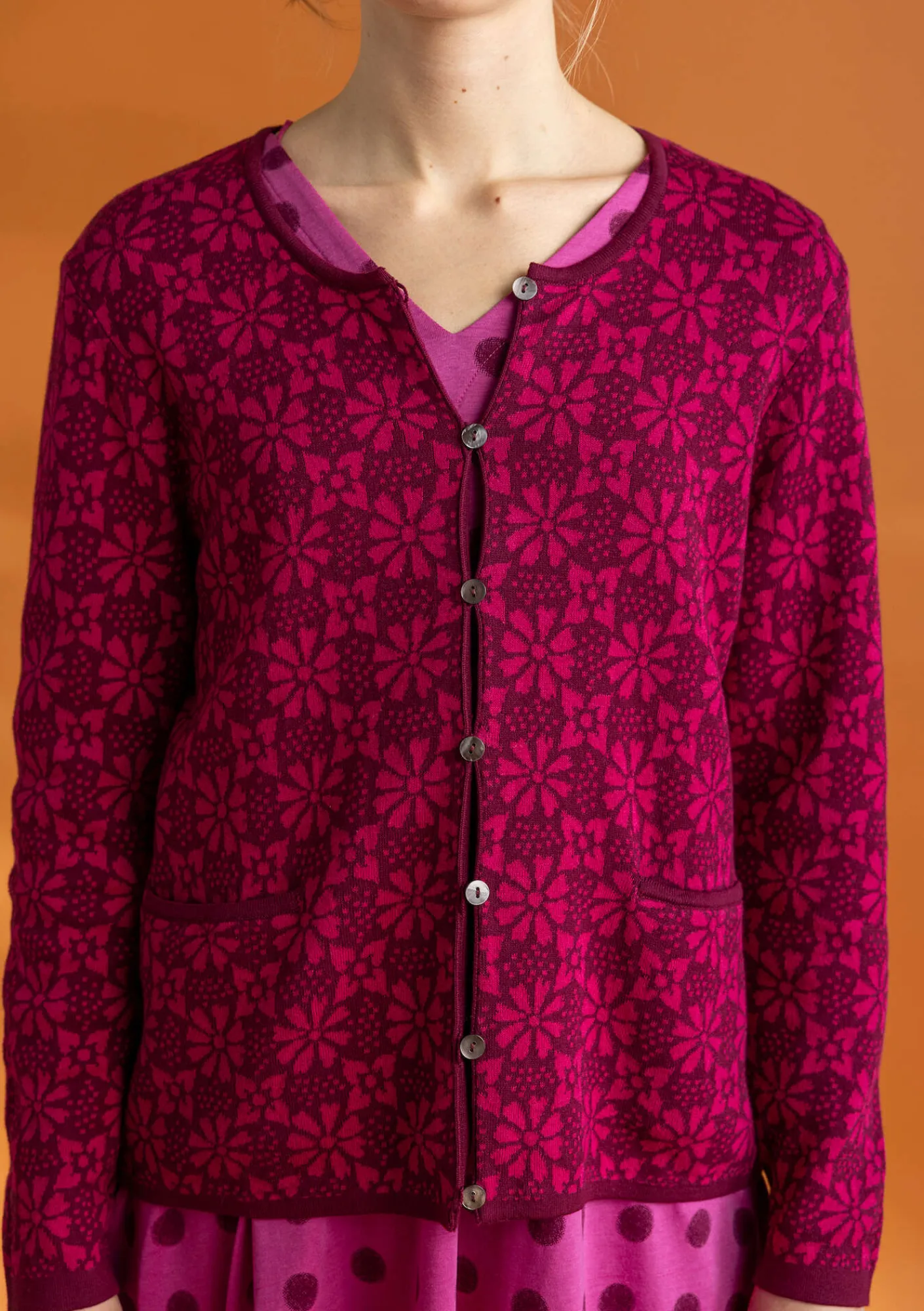 Gudrun Sjödén Strickjacken>Strickjacke „Freja“ aus Bio-/Recycling-Baumwolle Purpur