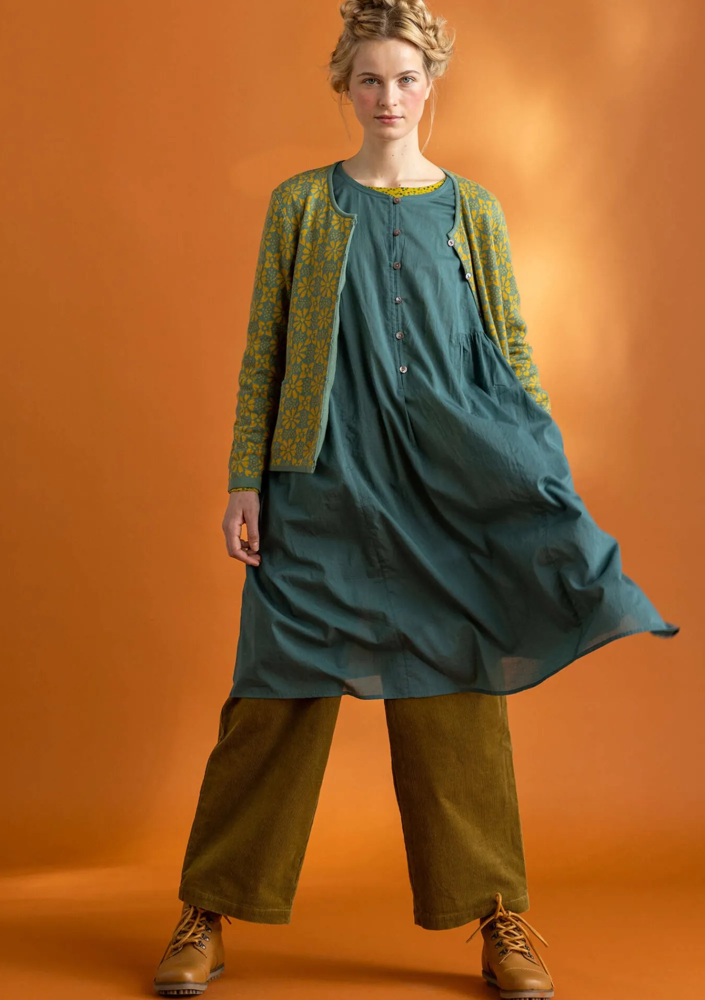 Gudrun Sjödén Strickjacken>Strickjacke „Freja“ aus Bio-/Recycling-Baumwolle Meeresgrün