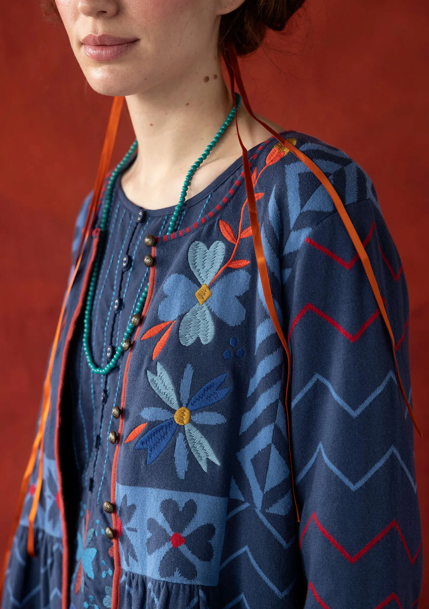 Gudrun Sjödén Strickjacken>Strickjacke „Maria“ aus Bio-/Recycling-Baumwolle Indigo