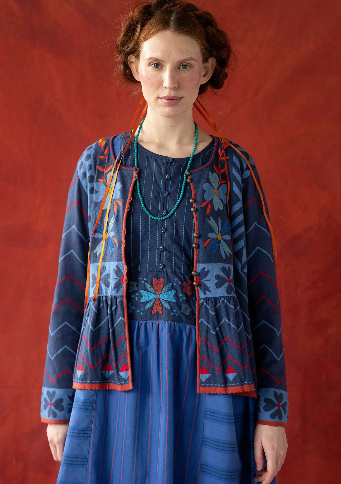 Gudrun Sjödén Strickjacken>Strickjacke „Maria“ aus Bio-/Recycling-Baumwolle Indigo