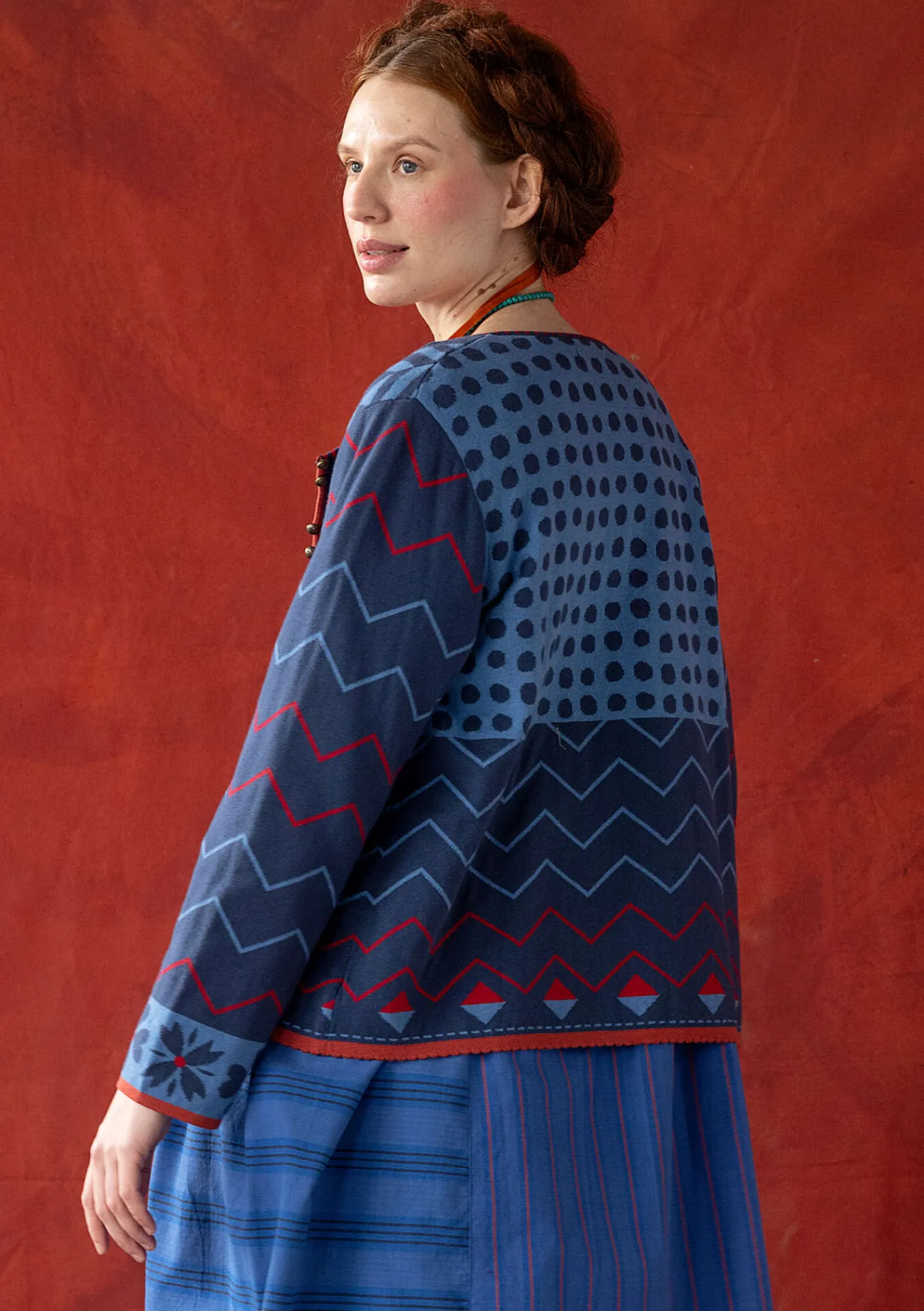 Gudrun Sjödén Strickjacken>Strickjacke „Maria“ aus Bio-/Recycling-Baumwolle Indigo