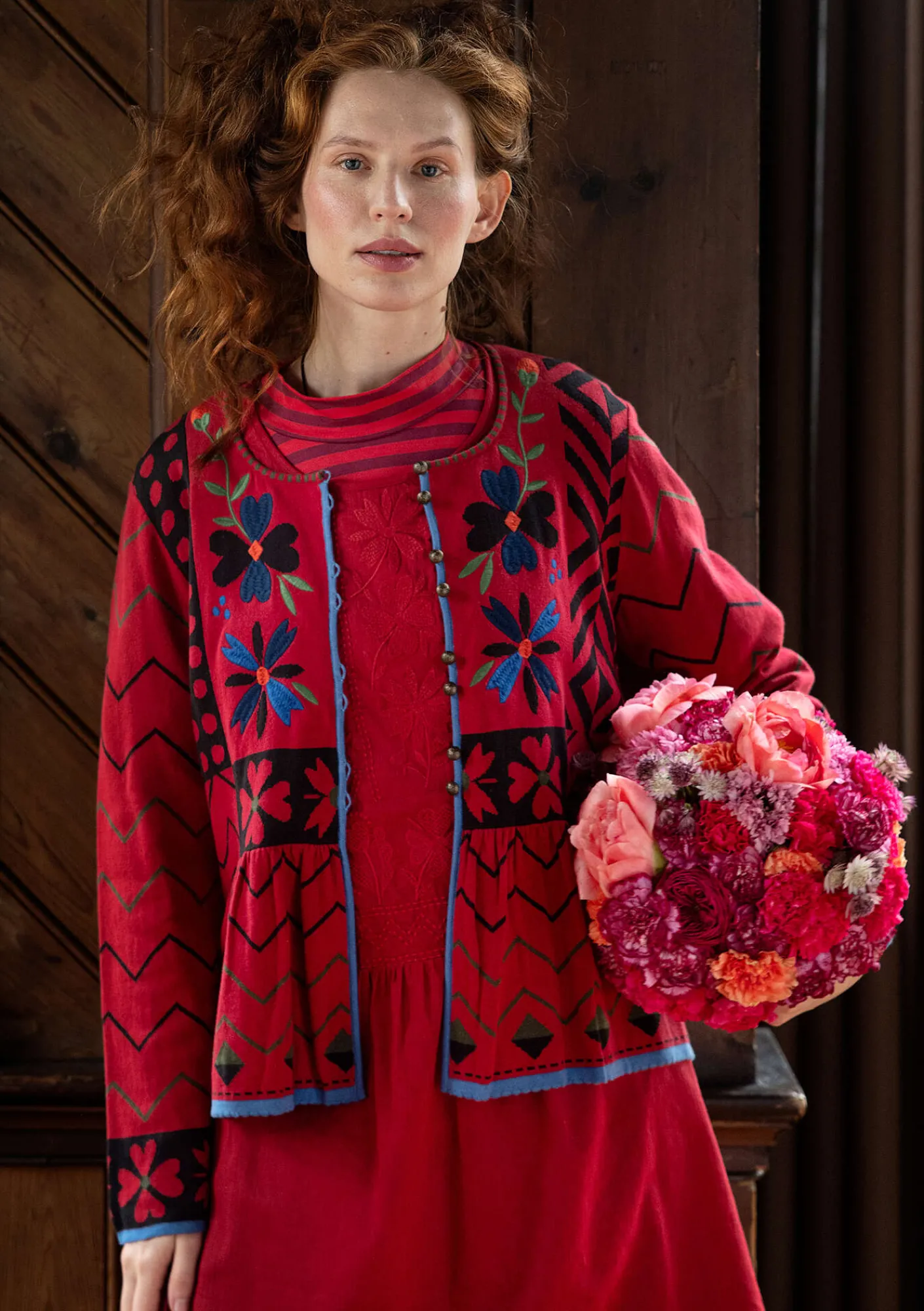 Gudrun Sjödén Strickjacken>Strickjacke „Maria“ aus Bio-/Recycling-Baumwolle Mohn