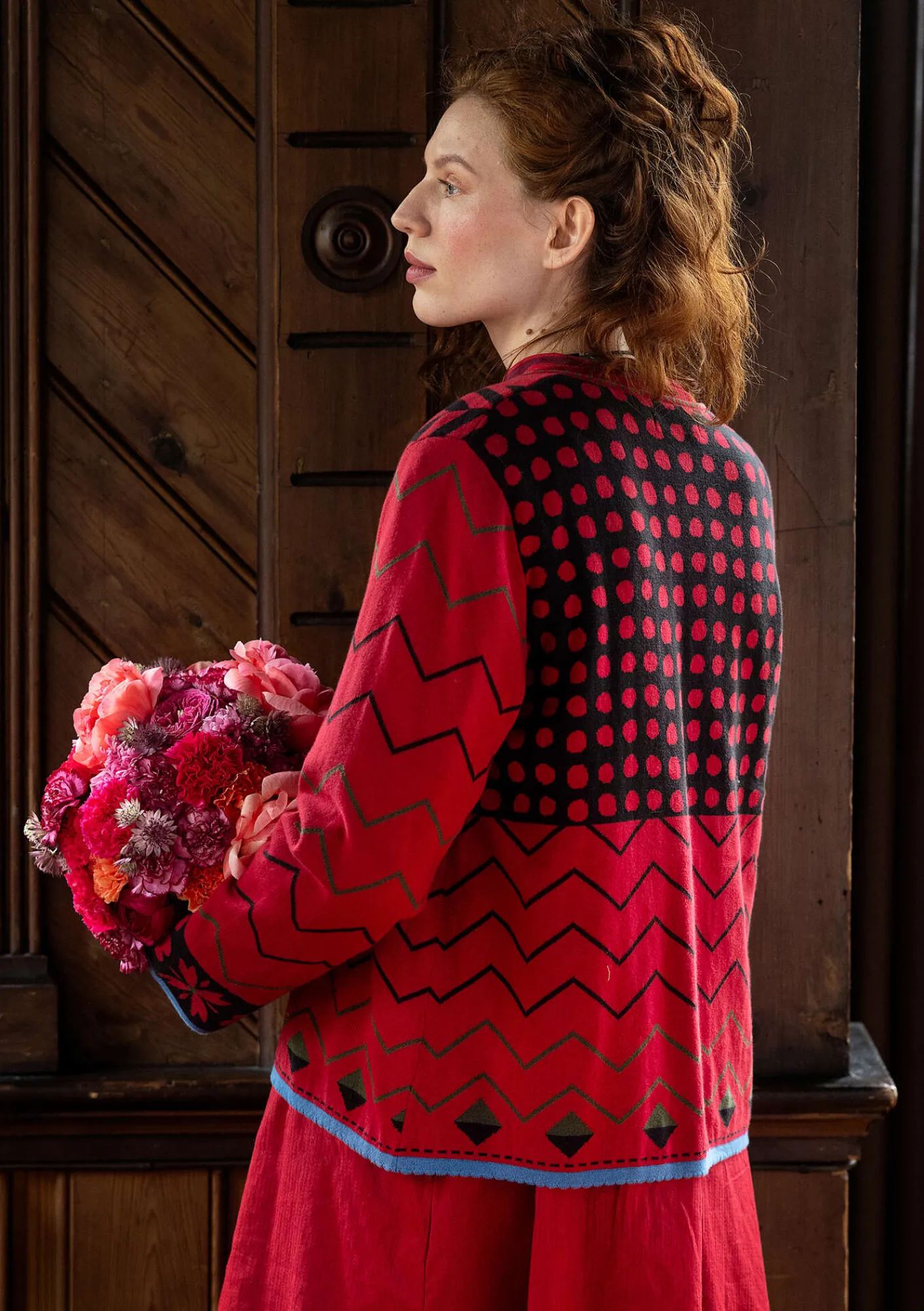 Gudrun Sjödén Strickjacken>Strickjacke „Maria“ aus Bio-/Recycling-Baumwolle Mohn