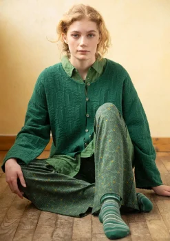 Gudrun Sjödén Strickjacken>Strickjacke „Nova“ aus Lammwolle Hellflaschengrün-genoppt