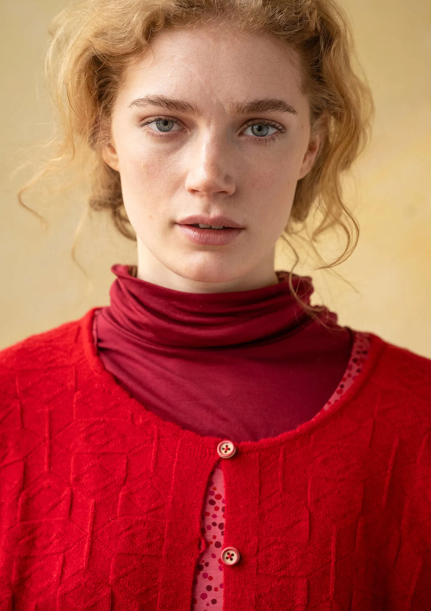 Gudrun Sjödén Strickjacken>Strickjacke „Nova“ aus Lammwolle Tomate-melange