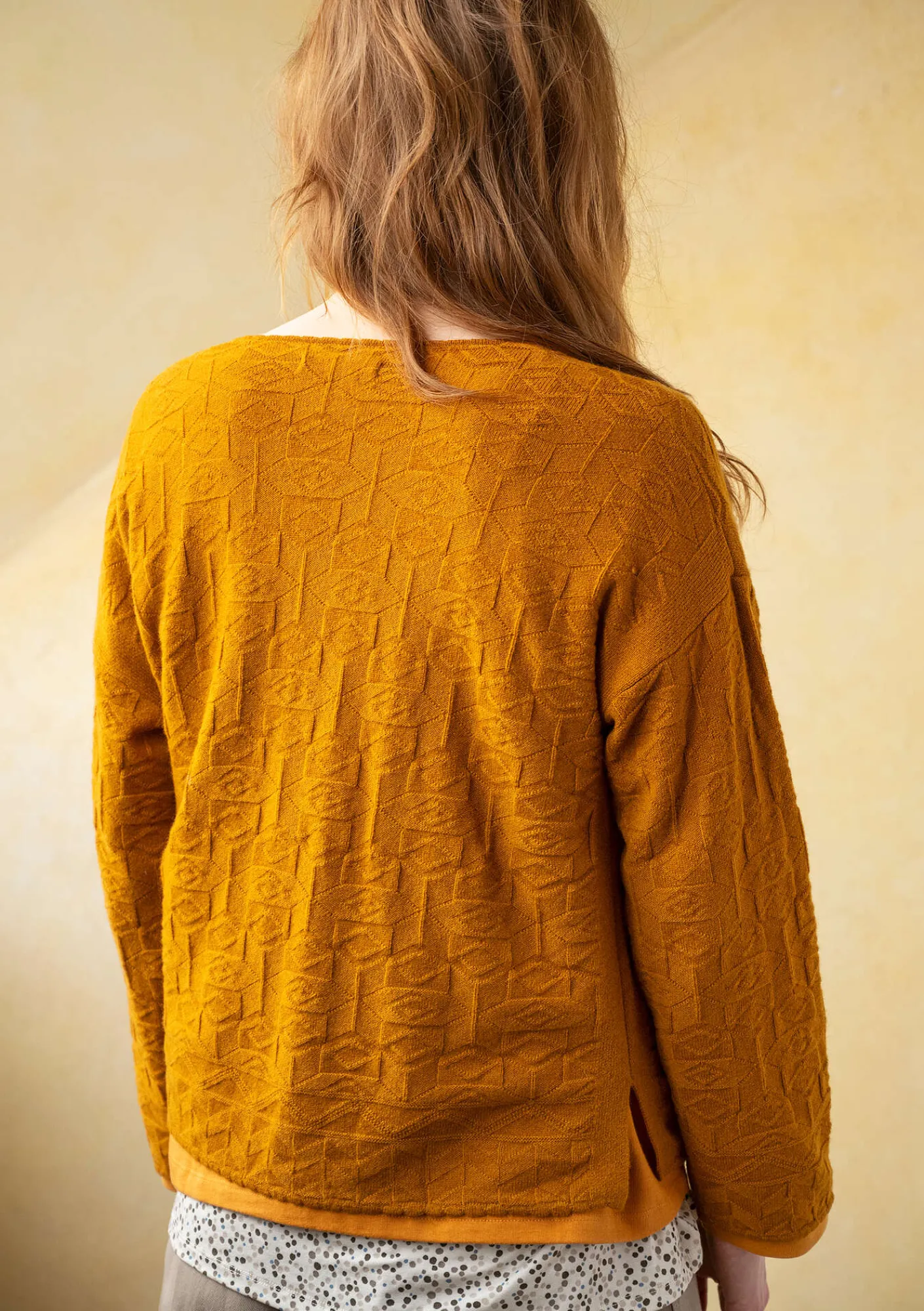 Gudrun Sjödén Strickjacken>Strickjacke „Nova“ aus Lammwolle Senf-melange