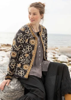 Gudrun Sjödén Strickjacken>Strickjacke „Rashmi“ aus Bio-Baumwolle Schwarzeskashish