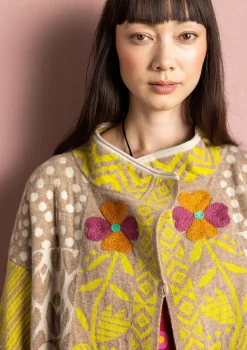 Gudrun Sjödén Strickjacken>Strickjacke „Viktoria“ aus Baumwolle/Lammwolle Taupe